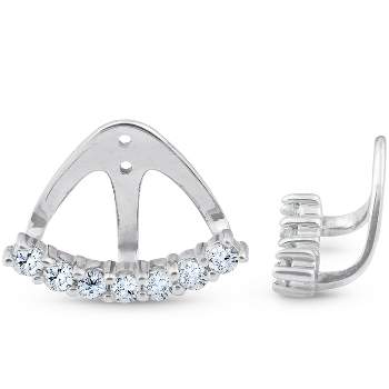 Pompeii3 3/4 Ct Diamond Stud Earring Jackets 14k White Gold (up to 8mm)