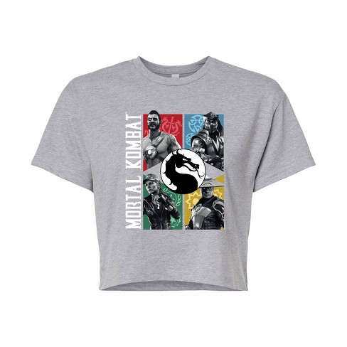 Women's Mortal Kombat Character Grid Cropped Graphic T-shirt - Heather