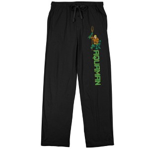Justice League Aquaman with Trident Men's Black Sleep Pants - 1 of 2