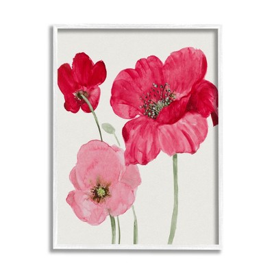 Stupell Industries Romantic Red Poppies Trio Framed Giclee