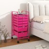 Tangkula 6 Drawer Scrapbook Paper Organizer Rolling Storage Cart for Office School Pink - 3 of 4