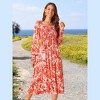 Seta T Women's Floral Long Sleeve Square Neck Smocked Ruffle Hem Flowy Midi Dress with Pockets - 4 of 4