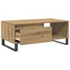 Clihome Industrial Oak Coffee Table with 2 Storage Compartments & Matte Finish，Design for Modern Living Room Organization - 3 of 4
