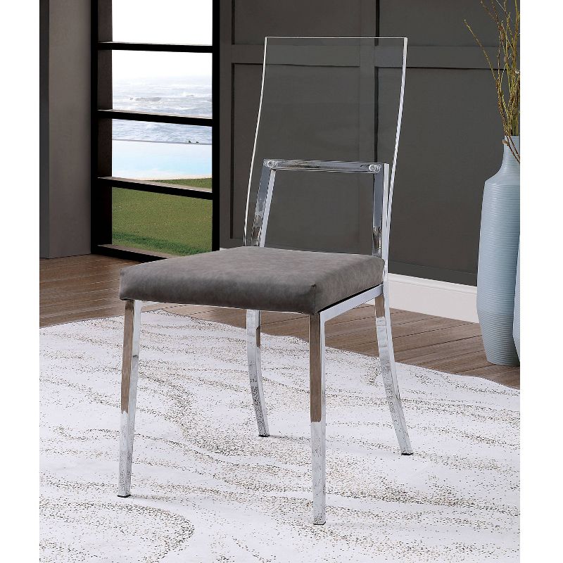 Set of 2 Soren Upholstered Dining Chairs Chrome - miBasics, 3 of 5