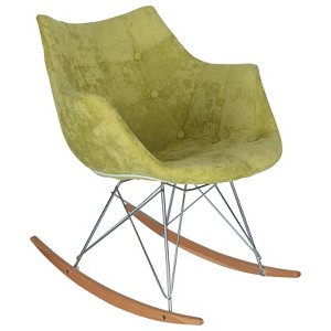 LeisureMod Willow Nursery Rocking Chair in Velvet Upholstery - Eiffel Ash Wood Base, Plus Comfort, Perfect for Nurseries - 1 of 4