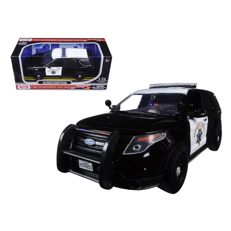 2015 Ford Interceptor Police Utility "California Highway Patrol" (CHP) Black and White 1/24 Diecast Model Car by Motormax, 1 of 4