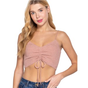Slickblue Women's Ruched Knit Cami, Sleeveless Crop Tank Top, Sweater Style Fit, Black/Heather Pink/Heather Blue, S-L - 1 of 4