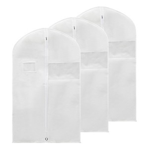 Unique Bargains Waterproof Dustproof Suits Coats Dresses Garment Bags 3 Pcs - 1 of 4