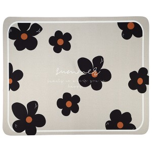 Unique Bargains Flower Dish Drying Mat Beige Black 19.69"x15.75" 1 Pc - 1 of 4