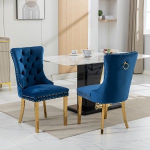Contemporary Velvet Upholstered Dining Chair with Stainless Steel Plating Legs - 1 of 4