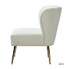 Simon Accent Chair Living Room Armless Chair Wooden Upholstery Side Chair with Metal Base |Karat Home - 3 of 4