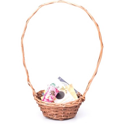 Vintiquewise Willow Brown Round Shaped Basket with High Handle