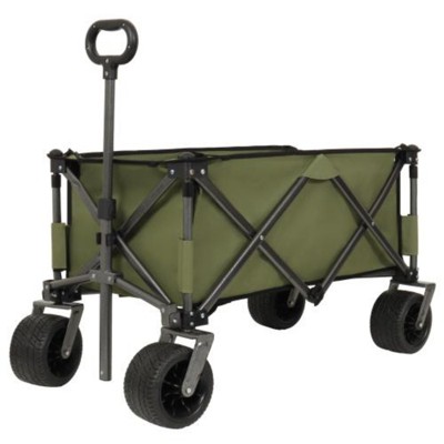 FURNIinspire Outdoor Serving Carts Collapsible Foldable Extended Wagon with 480lb Weight Capacity All-Terrain Beach Wheels, Green, 37.8"*21.65"*34.33"