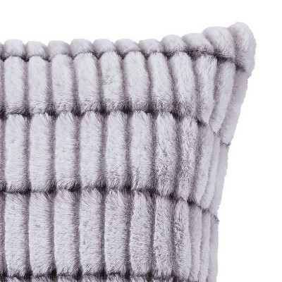 Henry 20" x 20" Gray Textured Faux Fur Throw Pillow
