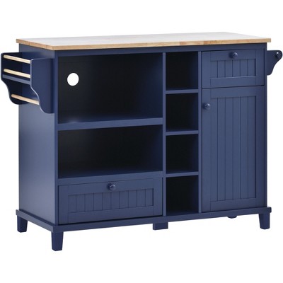 NicBex 50.8Inch Rolling Kitchen Island Kitchen Cart with Storage Cabinet,Open Shelves and 2 Drawers