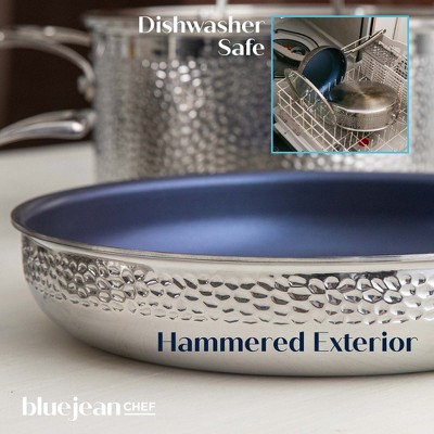 Blue Jean Chef 3-Piece Stainless Steel Cookware Set with Hammered Finish