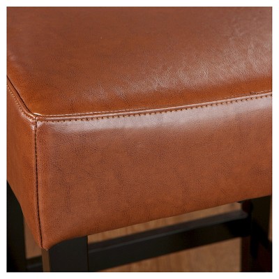 Set Of 2 25.5" Lopez Backless Leather Counter Height Barstool Light