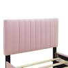 Okak Twin Elegant Platform Bed Frame with Velvet Upholstered and Twin Size Trundle No Springs Required Easy to Assemble, Pink - 4 of 4