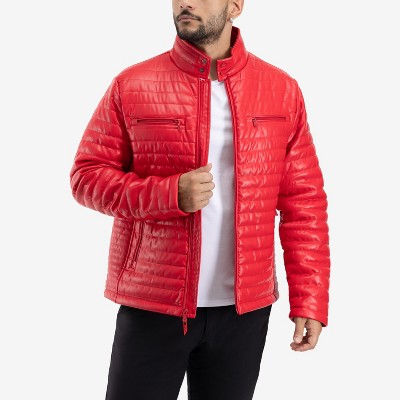 X RAY PU Quilted Jacket With Faux Shearling Lining in RED Size M — фото 3