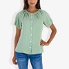 Anna-Kaci Women's Short Sleeve Button Down Blouse with Gathered Neckline Casual and Comfortable Top for Everyday Wear - 2 of 4