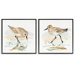 Stupell Industries Sea Birds on Shore 2pc Framed Giclee Art Set, Black, 12" x 12" - 1 of 4