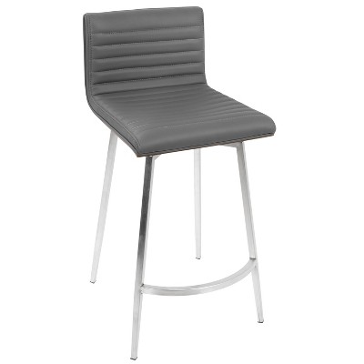 Mason 34" Gray Faux Leather Swivel Counter Stool Set