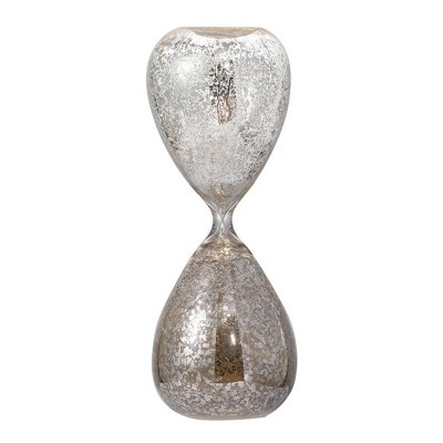 GlasFlength Decorative Objects Hourglass Decor 60 Minute Hourglass Vintage Hourglass Table Desk Decor for Living Room, Silver, 7.2"*3.6"*10"