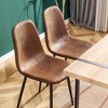 Set Of 4 Dining Chairs, Modern Mid Century Restaurant Cushioned Side Chairs With Soft Cushions And Black Metal Legs, Brown - 3 of 4