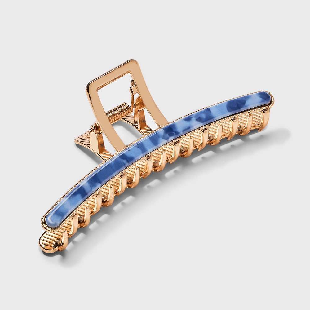 Metal Inlay Claw Hair Clip - A New Day Blue/Gold