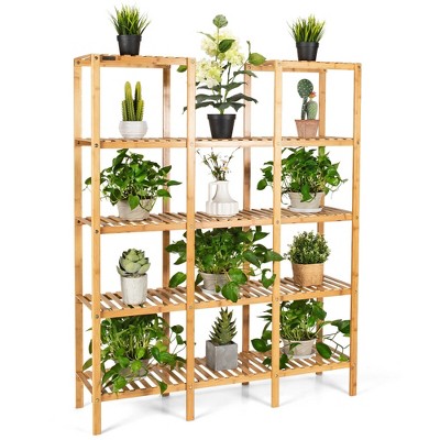 Multifunctional Bamboo Shelf Flower Plant Stand Display Storage Rack Unit Closet