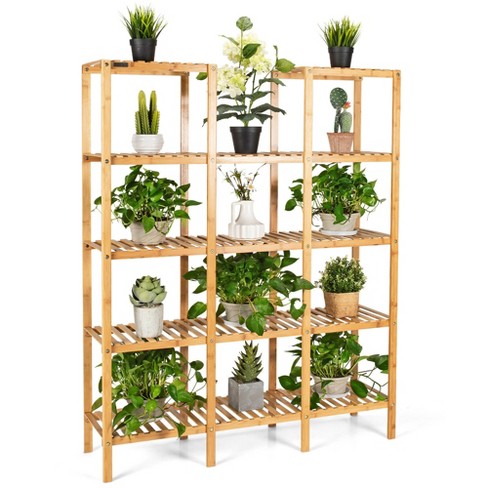 2-Tier Bookshelf Storage Multifunctional Plant Display Corner Shelf 