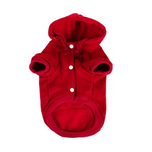 Unique Bargains Polyester Dog Sweatshirt Hooded Hoody Pet Winter Clothes Coat w Pocket - 1 of 4