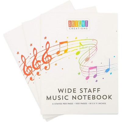 Bright Creations 3 Pack Music Composition Notebooks, Manuscript Staff Paper for Kids, 50 Sheets