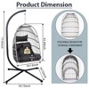 SEVOBAL Patio Swings Outdoor Egg Hanging Chair with Stand Wicker Design for Patio Garden Indoor Decor, Black, 44.4"*30.3"*8.7" - 3 of 4