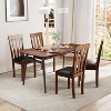 ADILE Wood Dining Chairs Set of 2, Upholstered Wooden Kitchen Chairs with Padded Seat & Rubber Wood Frame,Espresso+black - 2 of 3