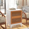 Costway 1/2 PCS Rattan Nightstand with Storage Wood End Sofa Side Table with 2 drawers Wood Legs - image 2 of 4