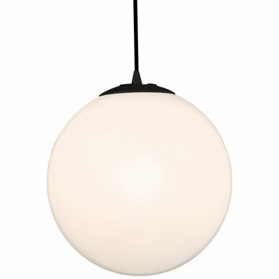 Matte Black Modern Globe Pendant Light with Opal Glass Shade