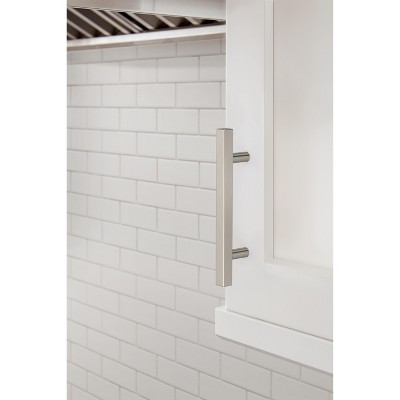 Brushed Nickel Modern Square Bar Pulls with Mounting Hardware, 10 Pack