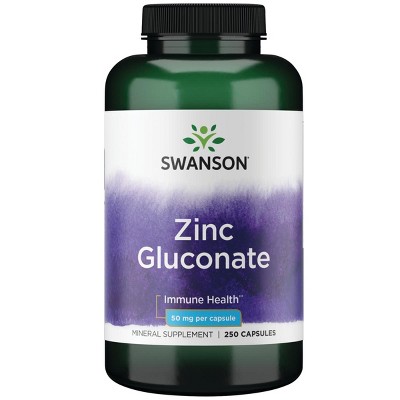 Swanson Zinc Gluconate 50 mg, 250 Capsules.