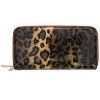 CTM Women's Patent Leather Leopard Zipper Wallet - 4 of 4