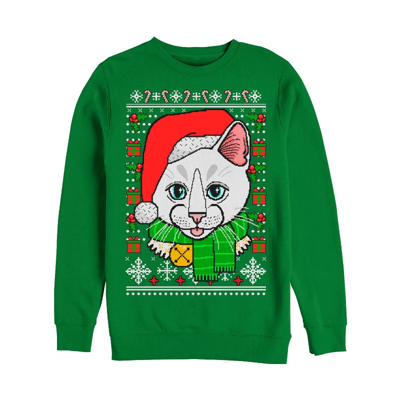 Women's Lost Gods Ugly Christmas Crazy Cat Sweatshirt, 1 of 4