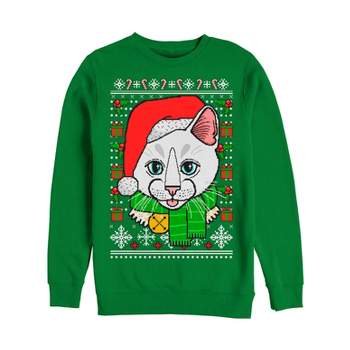 Women's Lost Gods Ugly Christmas Crazy Cat Sweatshirt