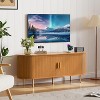 TIRAMISUBEST 55"TV Stand with Power Outlet for TVs up to 60 Inch,Entertainment Center with Storage,Adjustable Shelves & Sliding Doors - 3 of 4