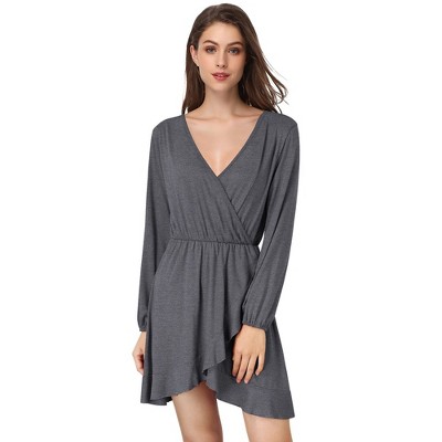 Women's Cross V-Neck Wrap Ruffle Party Mini Dress