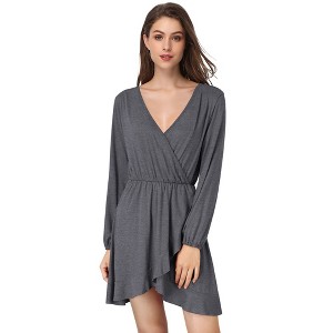 Women's Cross V-Neck Wrap Ruffle Party Mini Dress - 1 of 4