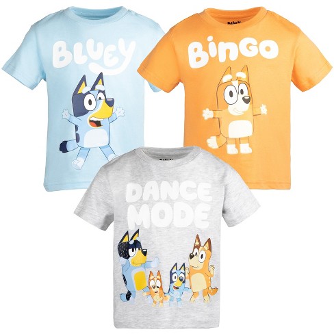 Bluey Bingo Little Boys 3 Pack T-shirts Orange/blue/gray 7-8 : Target