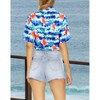 LA LEELA Women's Button Down Blouses Floral Summer Beach Party Blouse Shirt Hawaiian Colorful Short Sleeve Button Up Shirts for Women - 2 of 4