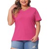 Agnes Orinda Women's Plus Size Basic Casual V Neck Short Sleeve Plain T-shirts - 2 of 4