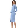 WhizMax Womens Maternity Cutout Tank Dress Casual Sleeveless Side Slit Ribbed Bodycon Party Midi Dress for Baby Shower - 4 of 4