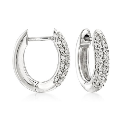 Ross-Simons 0.25 ct. t.w. Pave Diamond Hoop Earrings in Sterling Silver